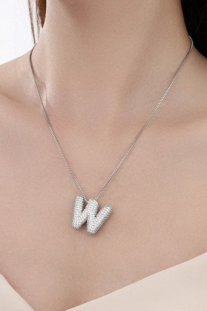 Personalized Silver Bubble Initial Necklace A - W-W-Cute-Trendy-Shop-Womens-Boutique-Clothing-Store
