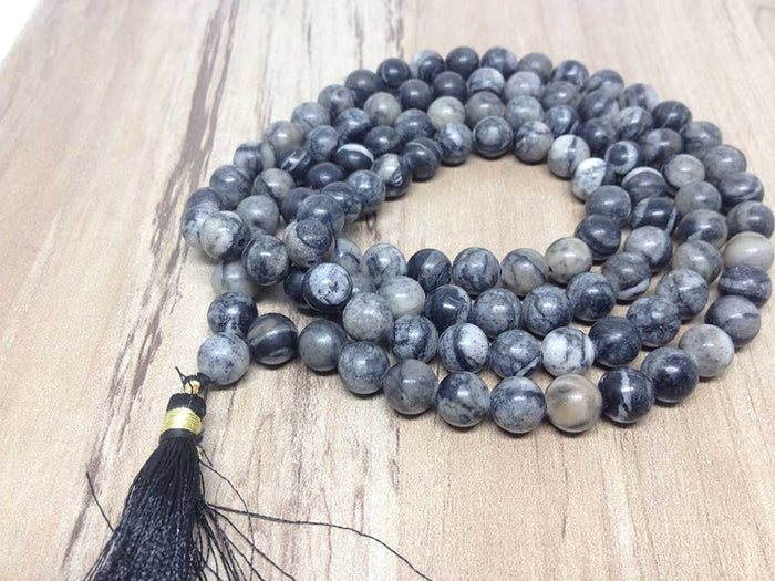 Picasso Jasper Gemstone Mala, 108 Prayer Bead Mala.