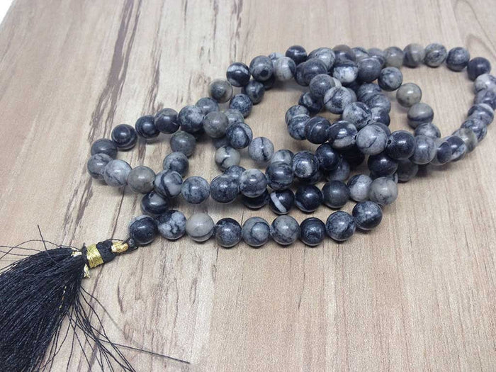 Picasso Jasper Gemstone Mala, 108 Prayer Bead Mala.