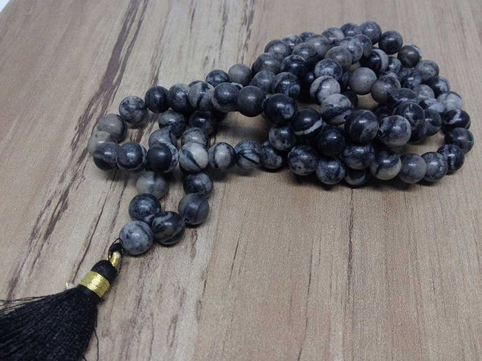 Picasso Jasper Gemstone Mala, 108 Prayer Bead Mala.