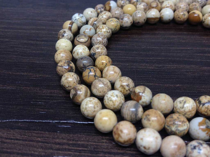 Picture Jasper Gemstone Mala, 108 Prayer Bead Mala.