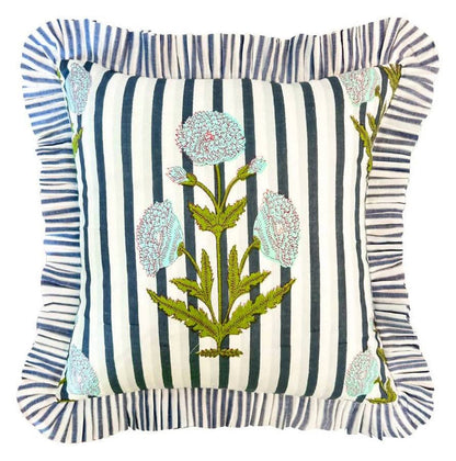 Pillow Marigold Stripes Block Print Throw Gray