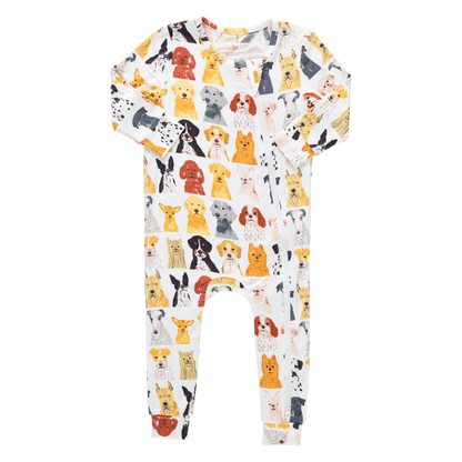Pink Chicken Bamboo Romper in Watercolor Dogs