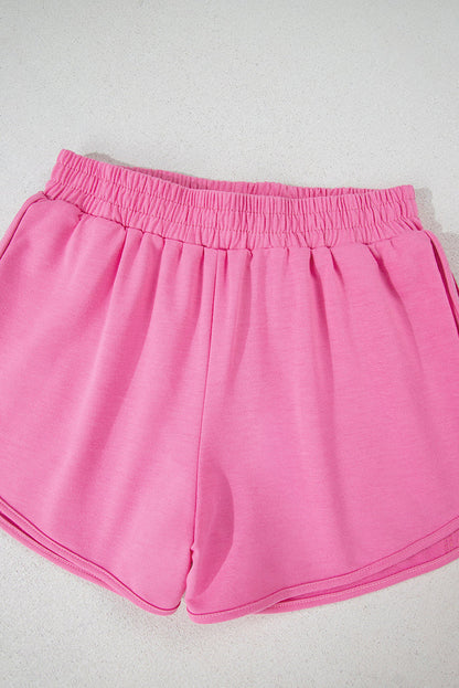 Pink Colour Block Stripes Elastic High Waist Active Shorts - Bottoms/Casual