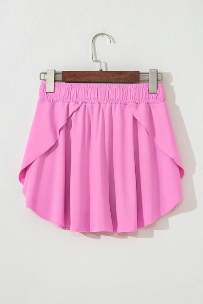Pink Drawstring High Waist Lined Tennis Skorts - Skirts/Skort