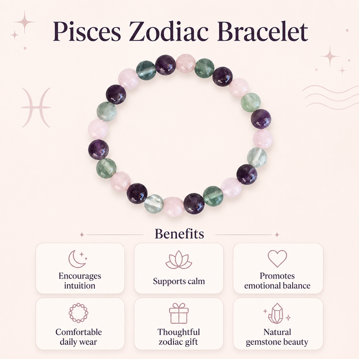 Pisces Zodiac Crystal Bracelet, Pisces Gifts Pisces Birthstones