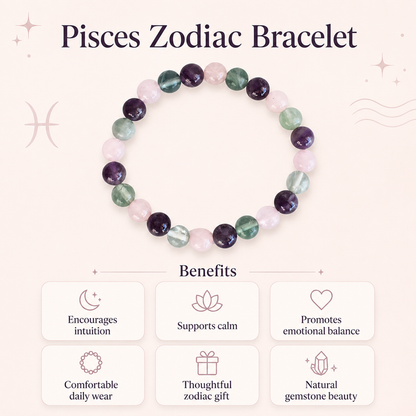 Pisces Zodiac Crystal Bracelet, Pisces Gifts Pisces Birthstones