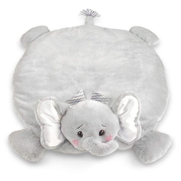 Plush Stuffed Animal Tummy Time Play Mat Lil' Spout Gray Elephant Belly Blanket