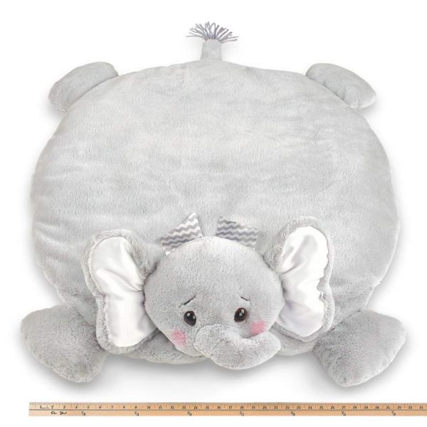Plush Stuffed Animal Tummy Time Play Mat Lil' Spout Gray Elephant Belly Blanket Measuring Horizontally
