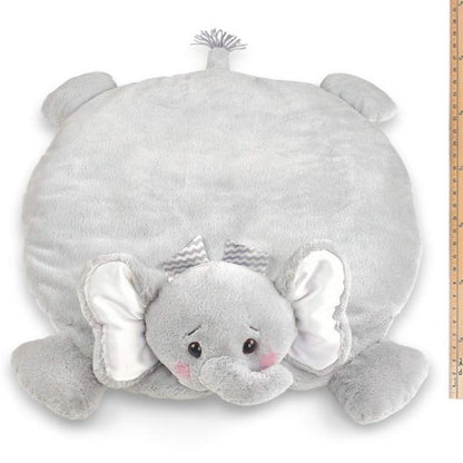 Plush Stuffed Animal Tummy Time Play Mat Lil' Spout Gray Elephant Belly Blanket Measuring Vertically