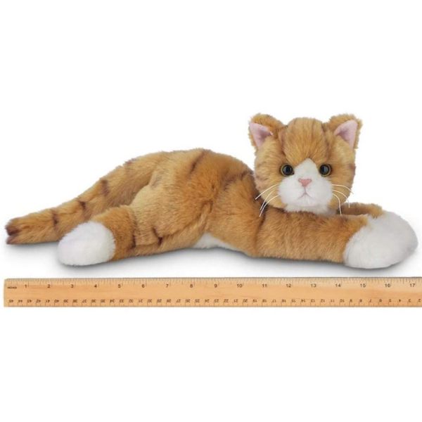 Plush Stuffed Orange Striped Cat Tabby Measuring Horizontally
