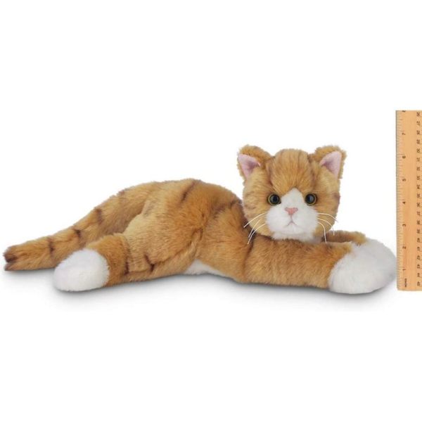 Plush Stuffed Orange Striped Cat Tabby Measuring Vertially