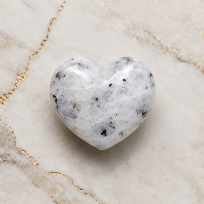 Polished Rainbow Moonstone Heart Crystal, Puffy Mini 2 Inch Pocket Crystal Heart