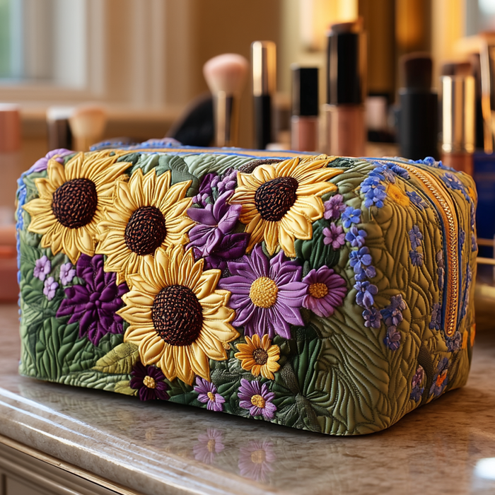 Polstret makeup taske med solbeskinnet felt
