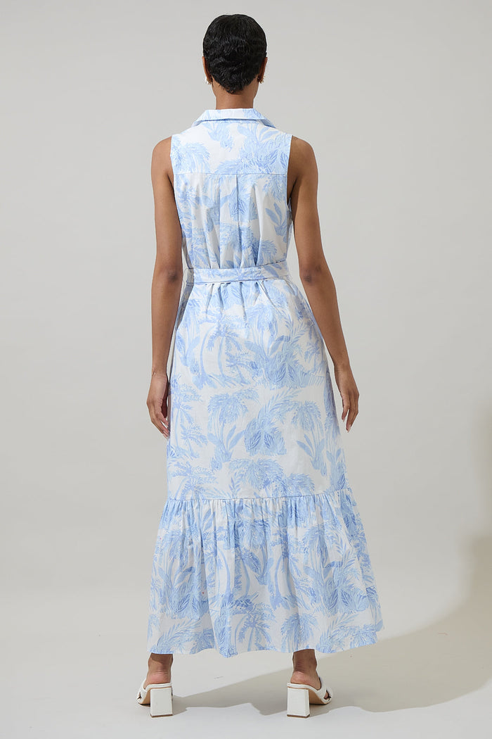 Poly Leaf Cileah Collared Maxi Dress