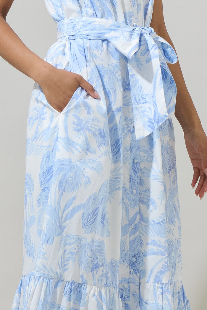 Poly Leaf Cileah Collared Maxi Dress