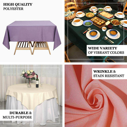 Polyester tablecloths in various colors, wrinkle-resistant and multi-purpose.
