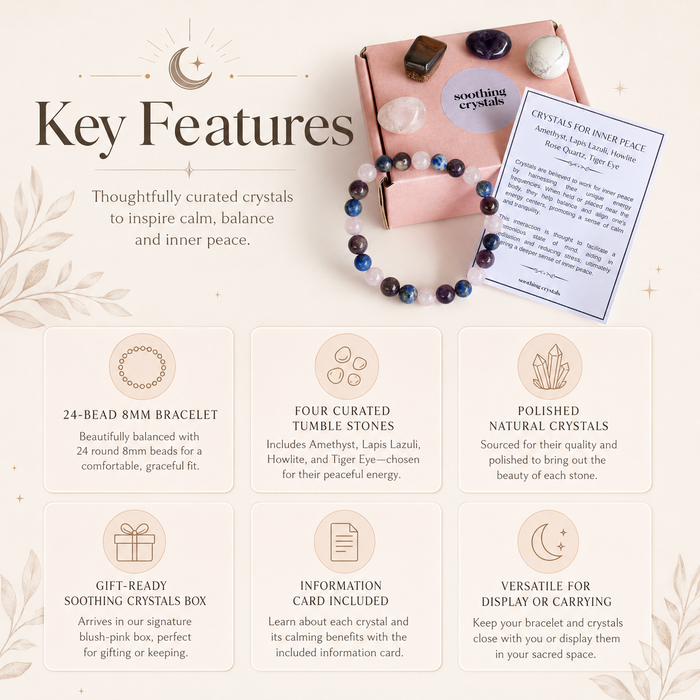 Promoting INNER PEACE Crystal Kit, Gemstone Tumble Kit, Inner Peace Crystal Gift Set