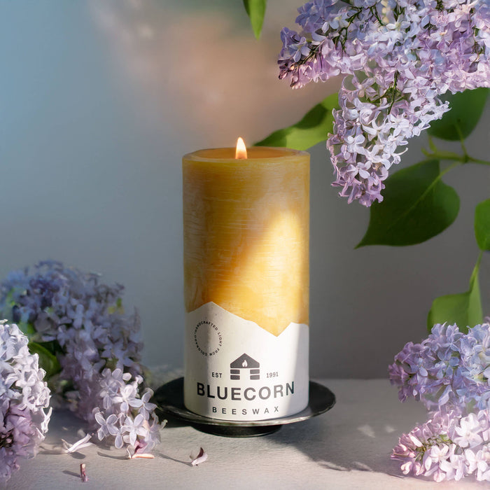 Pure Beeswax Pillar Candles – Handmade in USA: Raw / 3" x 6"