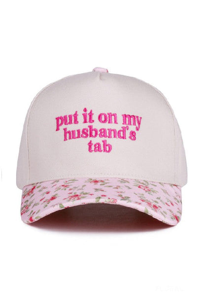 "Put It On My Husband's Tab" Cap-Floral-Cute-Trendy-Shop-Womens-Boutique-Clothing-Store