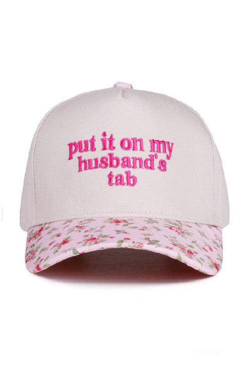 "Put It On My Husband's Tab" Cap-Floral-Cute-Trendy-Shop-Womens-Boutique-Clothing-Store