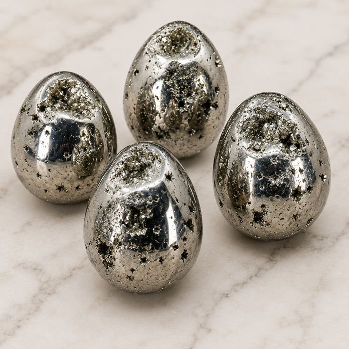 Pyrite Druzy Eggs Stone, Pyrite Crystal Egg ~ Natural Raw Metaphysical Gemstone