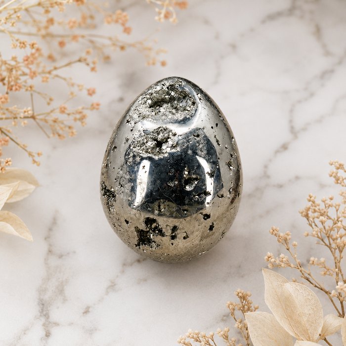 Pyrite Druzy Eggs Stone, Pyrite Crystal Egg ~ Natural Raw Metaphysical Gemstone