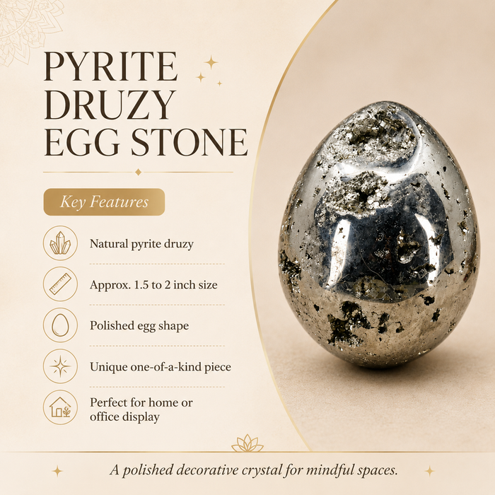 Pyrite Druzy Eggs Stone, Pyrite Crystal Egg ~ Natural Raw Metaphysical Gemstone