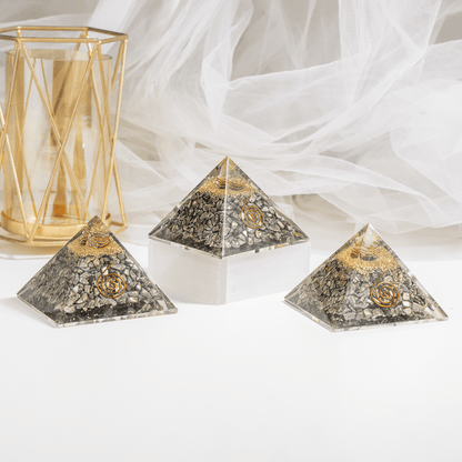 Pyrite Orgone Pyramid, Healing Crystal Gemstone Pyramid