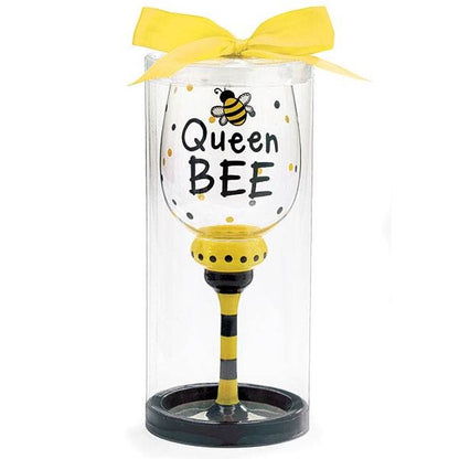Queen Bee 16 oz. Wine Glass Goblet Gift Boxed