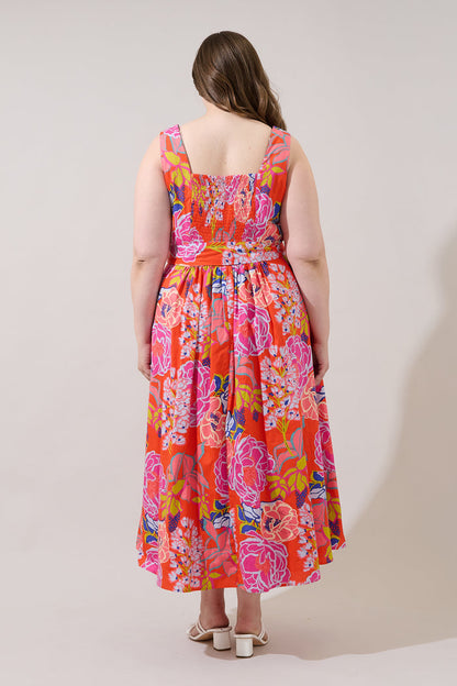 Rayen Sleeveless Midi Dress Dercy Floral Curve
