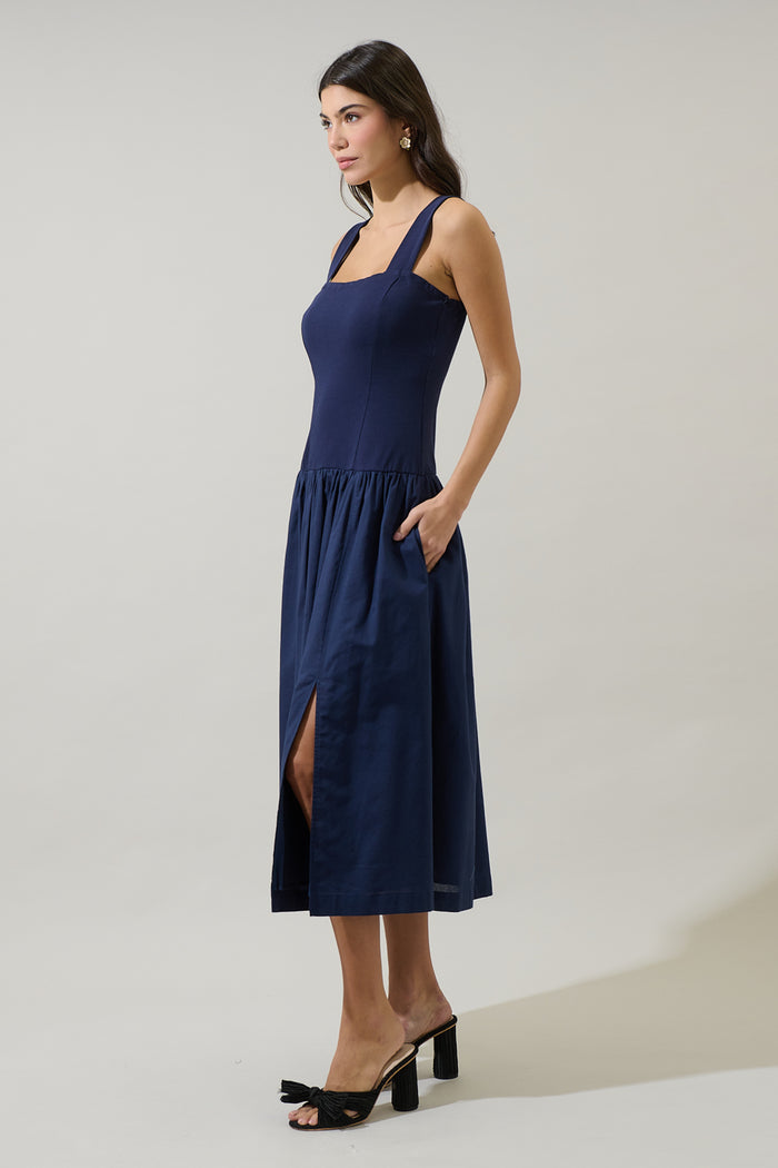 Raziela Knit Mix Media Midi Dress
