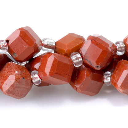 This is a Dakota Stones 6x8mm Red Jasper Corner Gemstone strand with A grade table-cut cube beads in 15-16 inch strand.