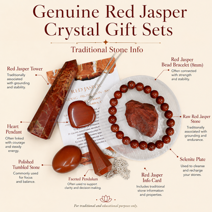 Red Jasper Crystal Gift Set For Emotional Support and Protection, Real Polished Gemstones.