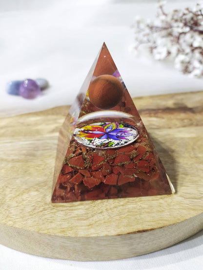 Red Jasper Orgone Pyramid, Crystal Energy Pyramid