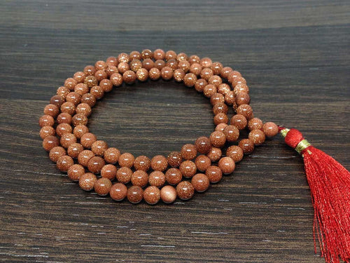 Red Sandstone Gemstone Mala, 108 Prayer Bead Mala.