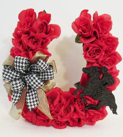 Red Silk Roses Horseshoe - Designs by Ginny