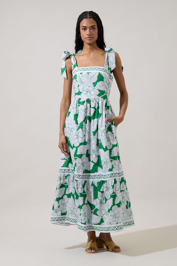 Rency Floral Pime Smocked Maxi Dress