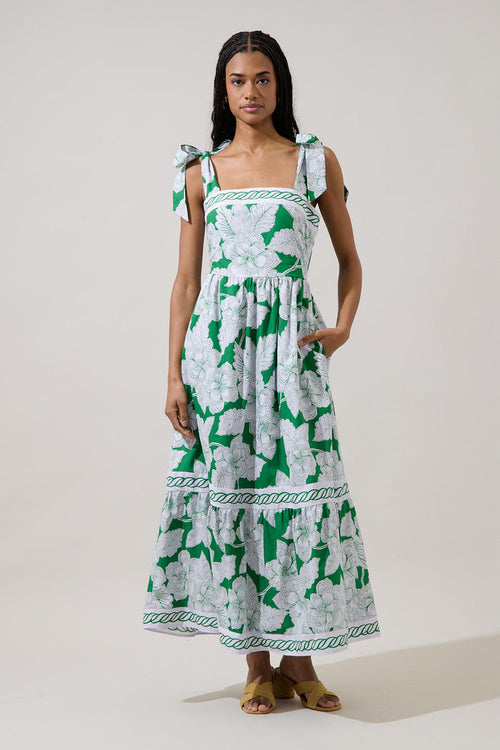 Rency Floral Pime Smocked Maxi Dress