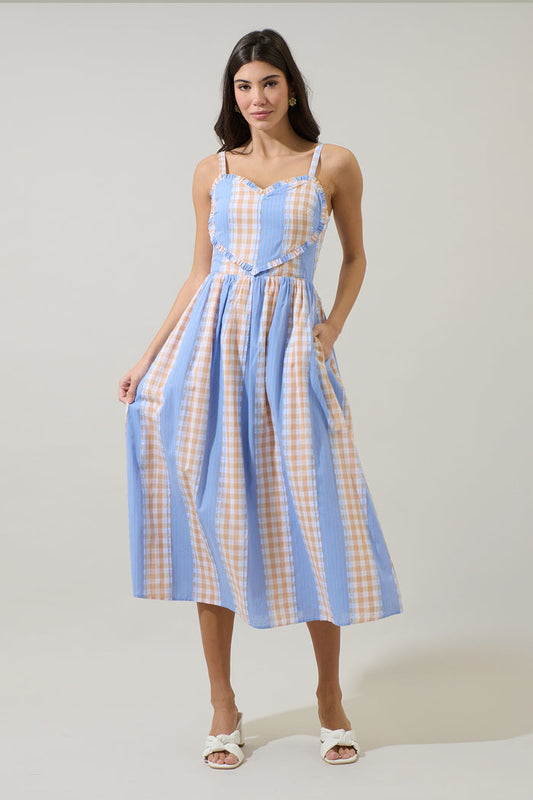 Renesa Heart Smocked Midi Dress