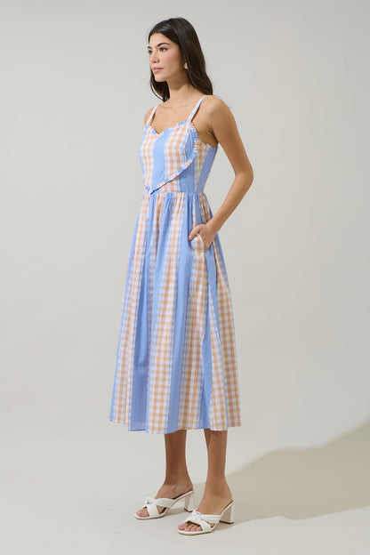 Renesa Heart Smocked Midi Dress