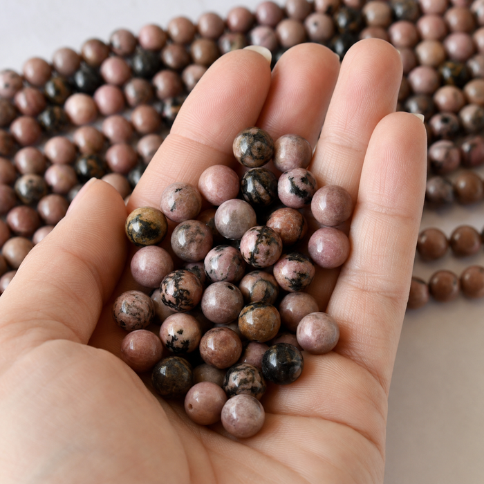 Rhodonite Beads, Natural Round Crystal Beads 4mm to 12mm