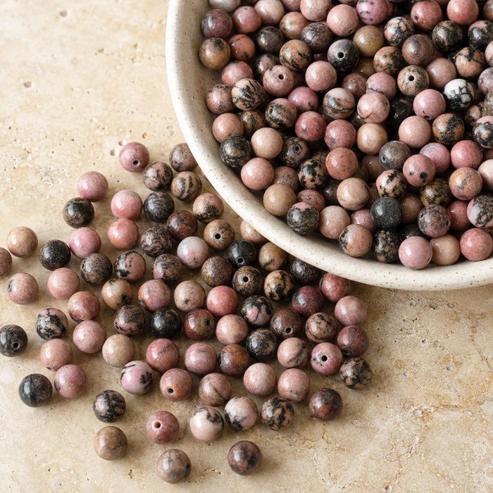 Rhodonite Beads, Natural Round Crystal Beads 4mm to 12mm
