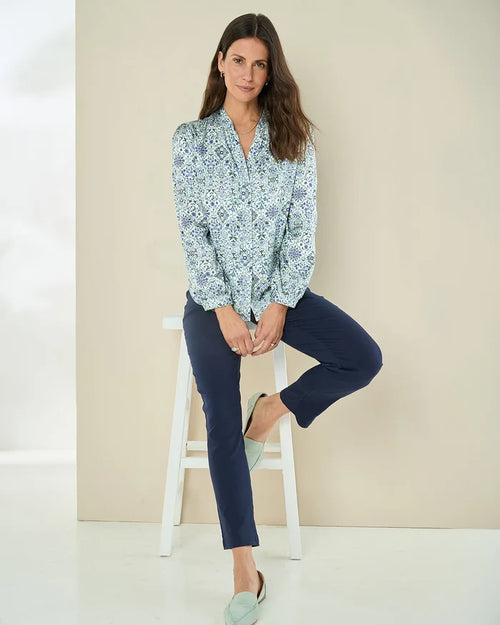 Rhonda Floral Pure Viscose Long Sleeve Blouse