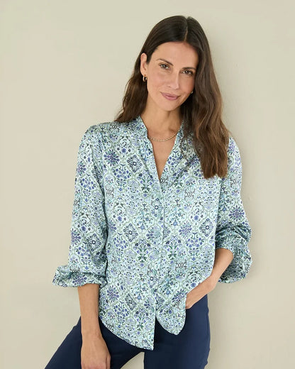 Rhonda Floral Pure Viscose Long Sleeve Blouse