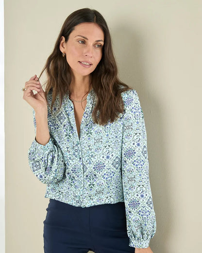 Rhonda Floral Pure Viscose Long Sleeve Blouse