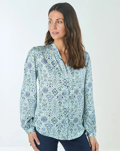 Rhonda Floral Pure Viscose Long Sleeve Blouse
