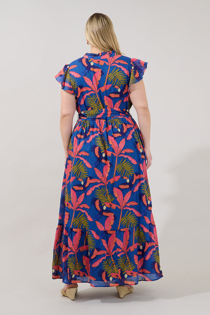 Riah Button Down Maxi Dress Tropical Curve