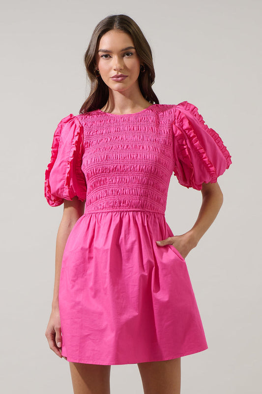 Riana Ruffle Smocked Mini Dress