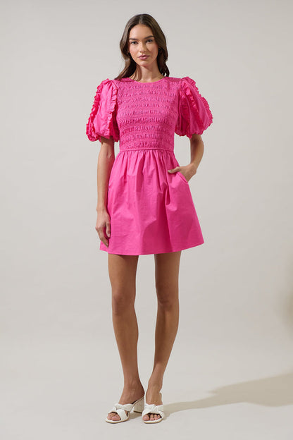 Riana Ruffle Smocked Mini Dress
